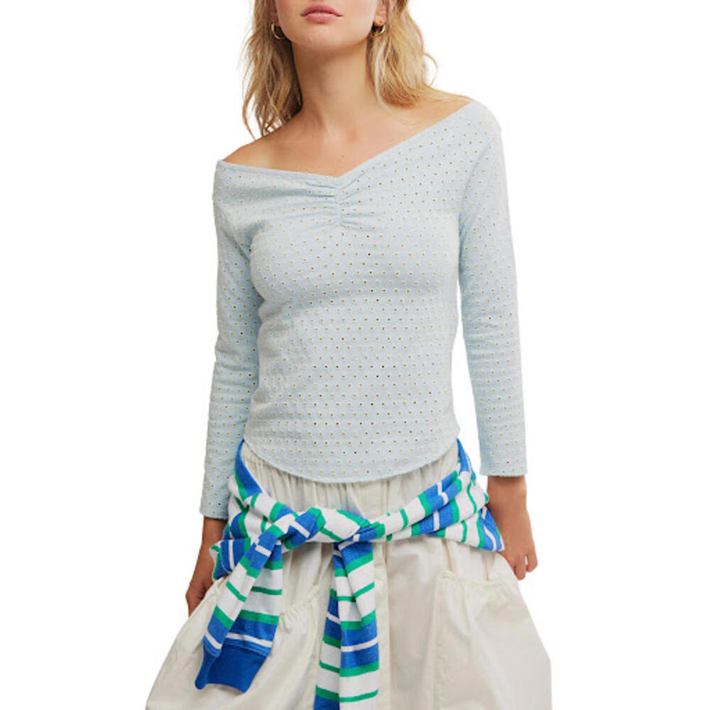 NWT! Free People Gia Eyelet Embroidered Off the Shoulder Top Size Large
